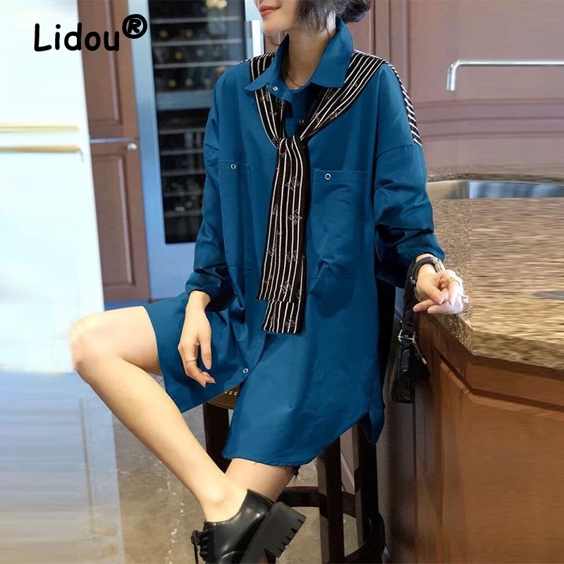 

Women Striped Print Patchwork Button Shirts Spring Autumn Korean Fashion Long Sleeve Oversized Streetwear Blouse Tunic Tops Ropa