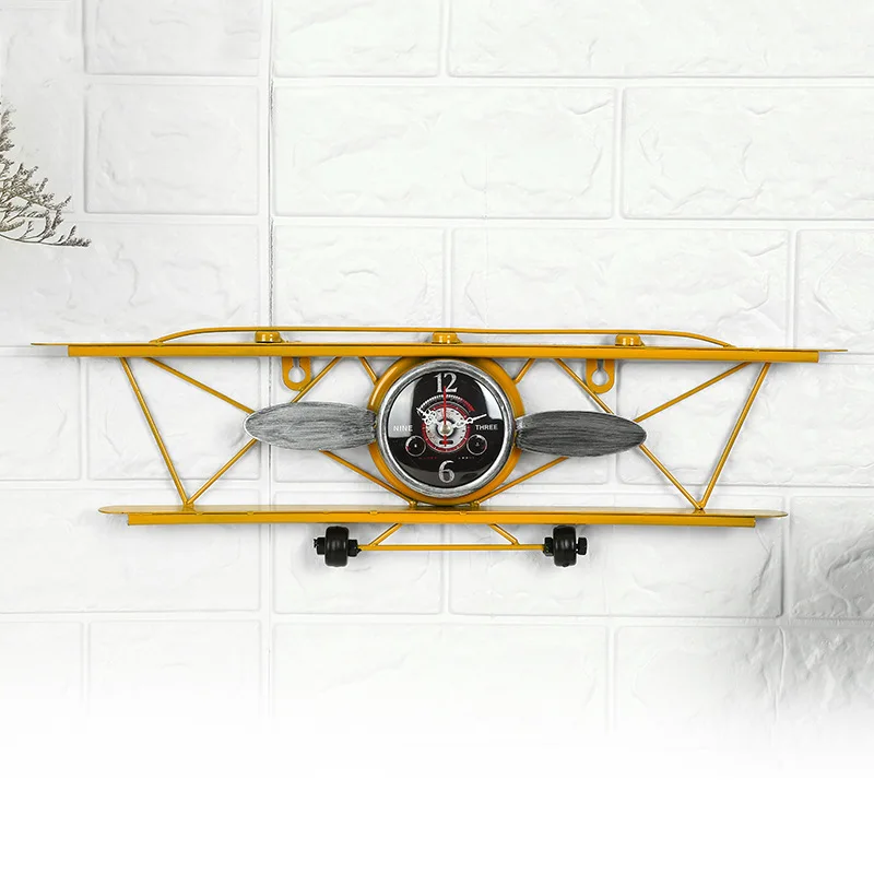 

Creative American retro aircraft clock, living room, dining wall, wall decoration, wall hanging, iron ornamental clock