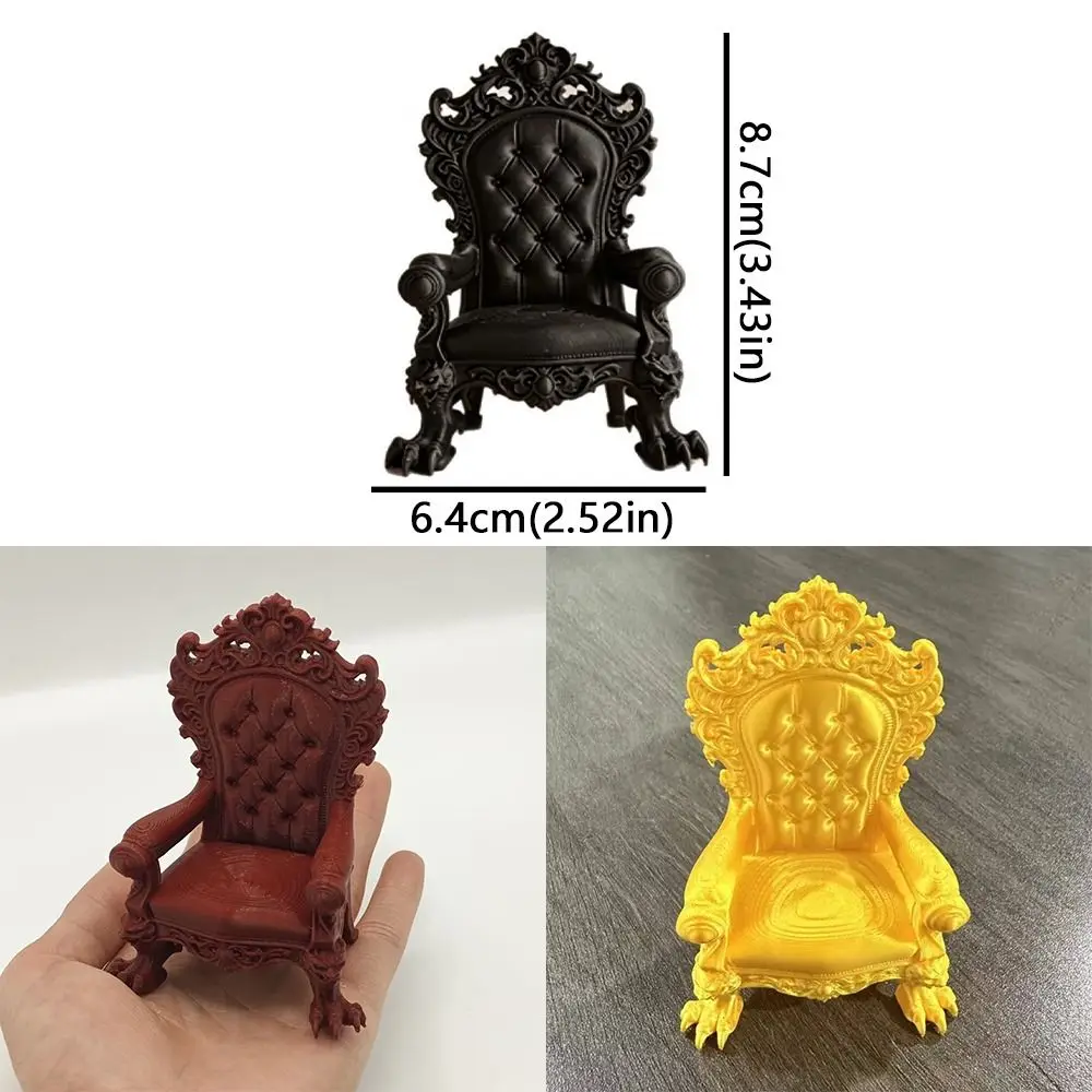 3D-печатный миниатюрный готический трон-стул в темном стиле с рельефной резьбой, роскошная подставка для трона с ножками-когтями, винтажное сиденье-трон для фигурок. (art.: 3920dce50cf85) - 3920dce50cf85