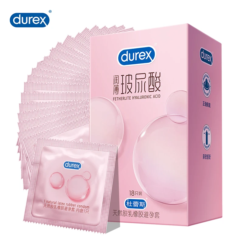 

Durex Condoms Hyaluronic Acid Lubricant Sex Toys for Adults 18 Fetherlite Condom for Men Natural Rubber Latex Penis Sleeve