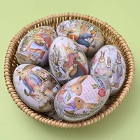 easter egg tinplate box vintage rabbit pattern clear texture memorable surprise easter egg chocolate box party ornament