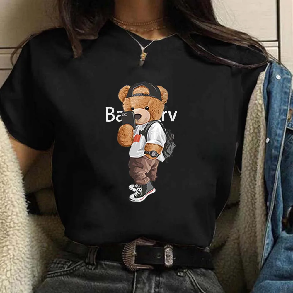 

2023 Funny Bear Harajuku Tshirt For Women Summer T-shirt Short SleeveT-shirt Women's Summer Clothing Comfortable Daily T-shirt