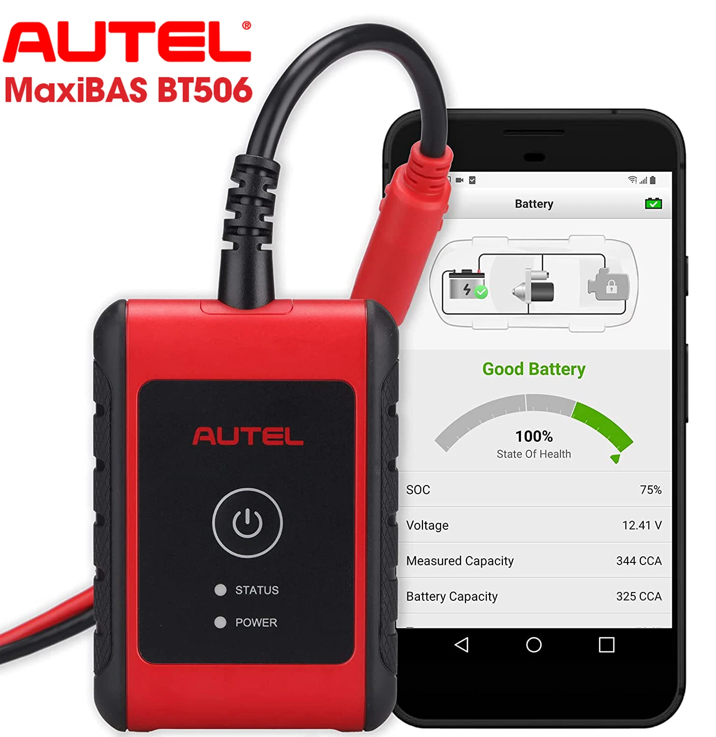 

Autel MaxiBAS BT506 Auto Battery Tester Car Battery & Electrical System Analysis Tester For IOS & Android 6-12V 100-2000CCA