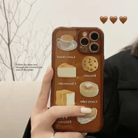 brown internet celebrity dessert case for iphone 11 12 13 pro max mini xs xr x 8 7 6 s plus anti shock soft tpu phone cover bump