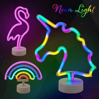 neon sign usb led decoration unicorn flamingo lamp moon rainbow for home kid room bedside night light decor light for children