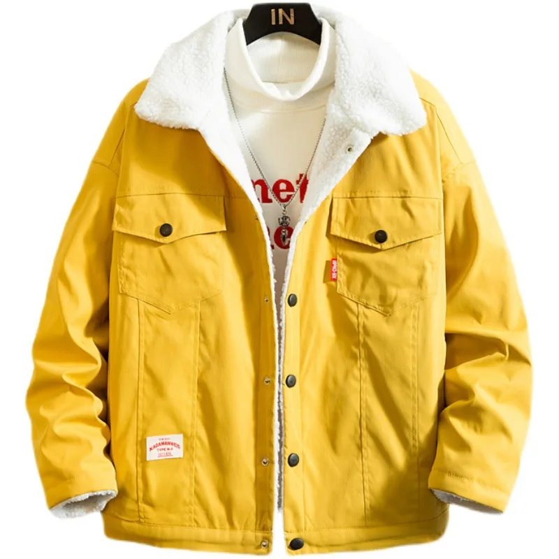 Men Oversize Coat Winter Warm Fleece Hoodie Button Jacket Lined Sherpa Outwear