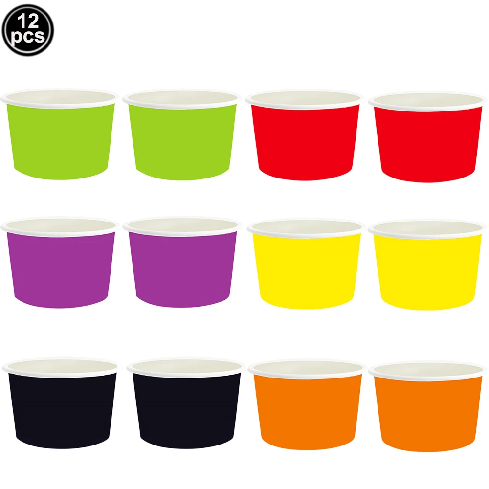 

Одноразовые бумажные миски для мороженого, 12 шт., 6 цветов