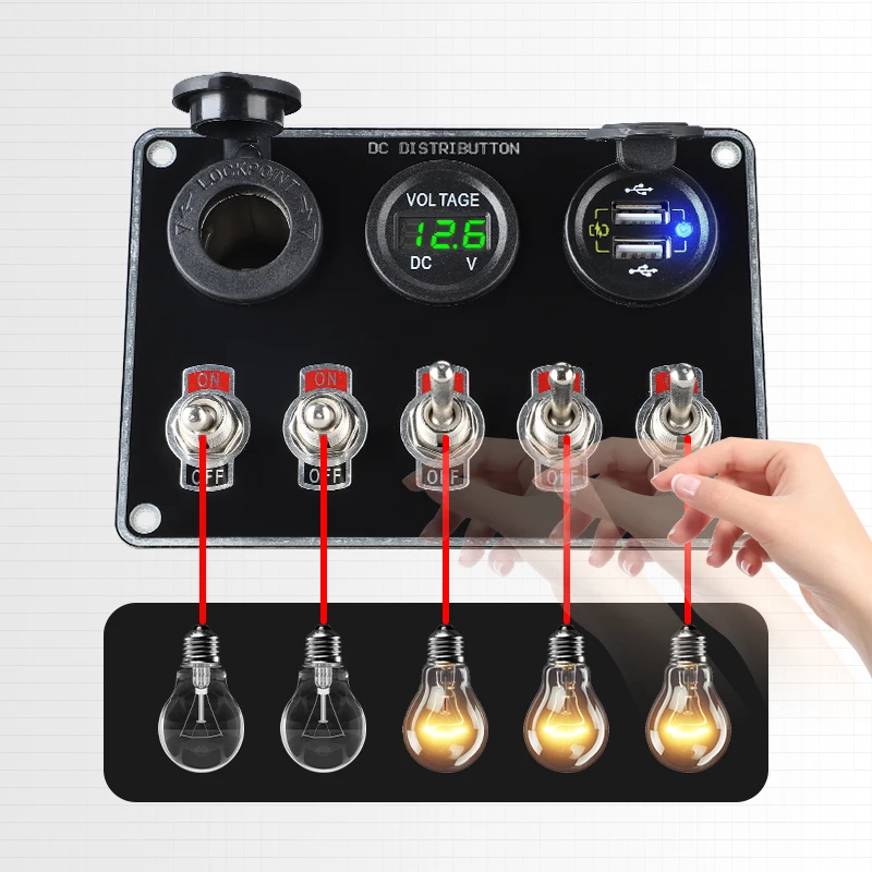 

12V outlet car usb fast charger port plug QC quick charging boat accesories interior marine switch metal Rocker Toggle ON/Off