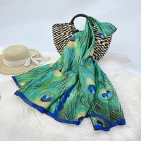 imitation silk scarf color grid fashion decoration sunscreen shawl womens simple temperament satin mid length silk scarf