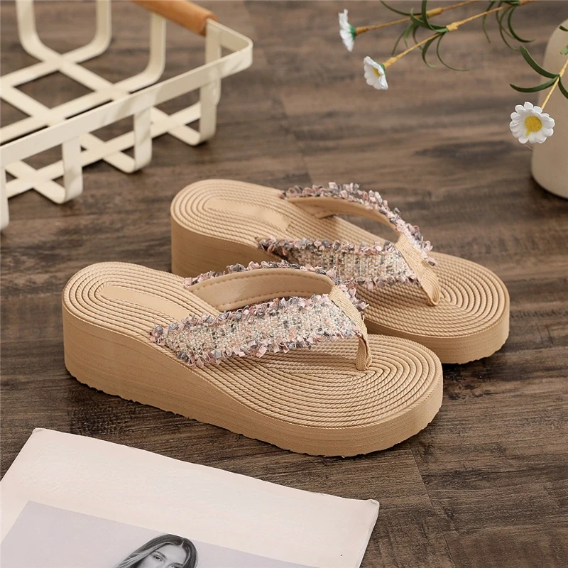 

New In Women Beach Shoes Breathable Fancy for Women Wedge Flip Flop for Women Wide Width with Support Slippers Women