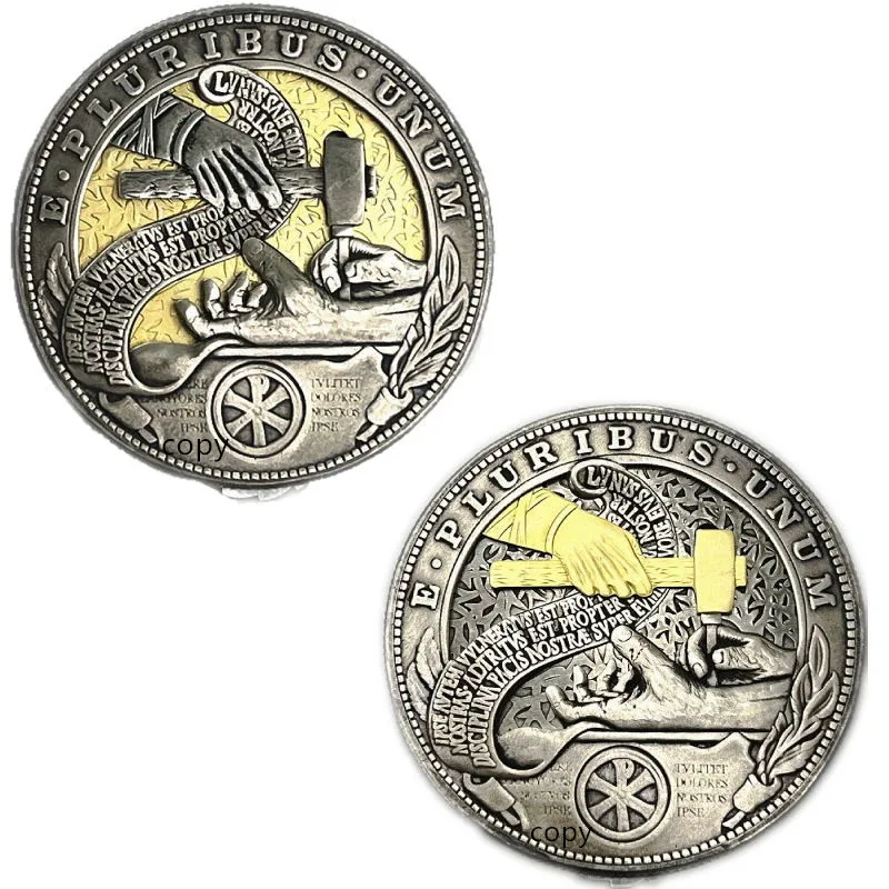 

Movable Mechanism Coin The Savior`s Hand 2pcs/lot Hobo Nickel Morgan Dollar Roman Booteen Amazing Art Collectible