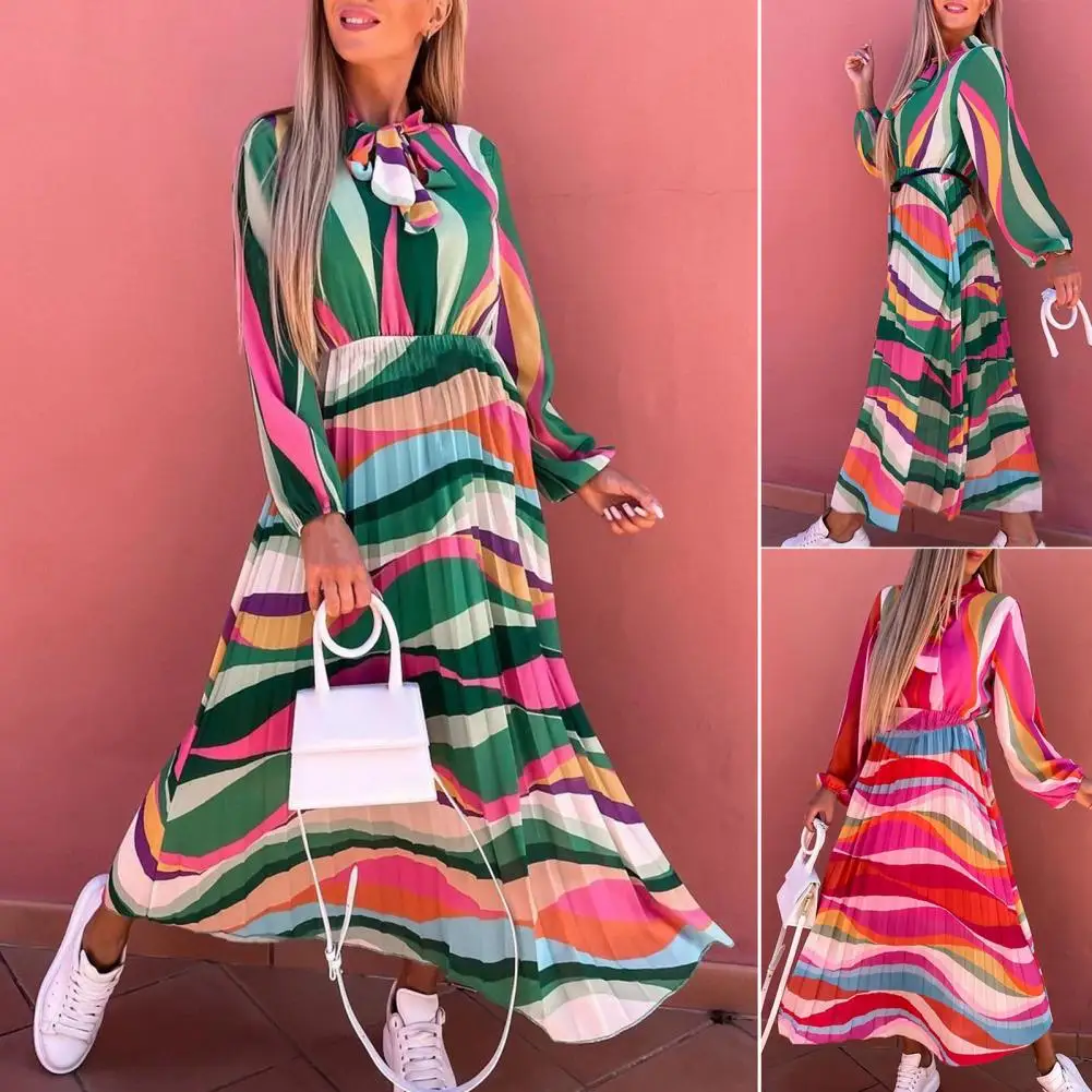 

Stylish Women Dress Comfortable Lantern Sleeve Printing Long Sleeve Casual Dress