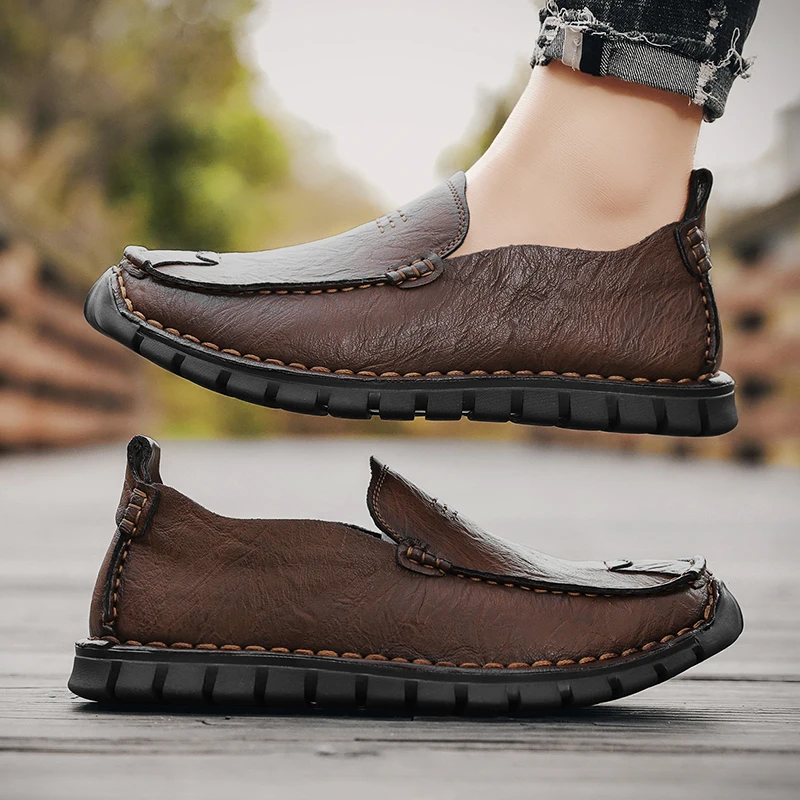 Мужская обувь из натуральной кожи лоферы повседневная Zapatos Hombre уличная мужская