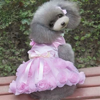 pet spring and summer thin clothes teddy chihuahua dress rose dress purple pink breathable dog clothes dogs skirts