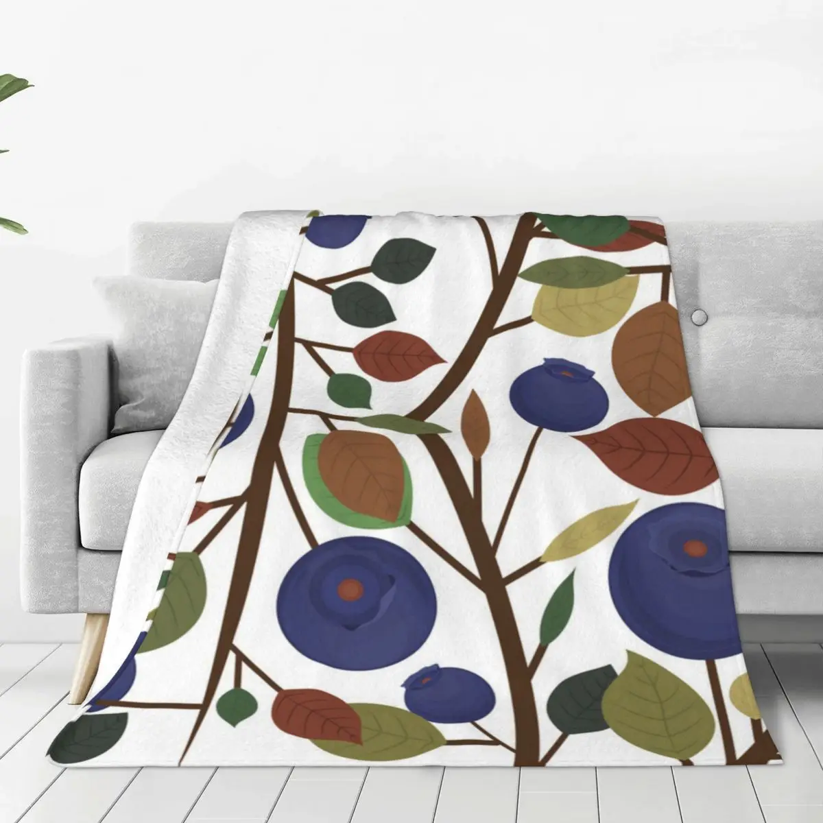 

Blueberry Fruit Soft Fleece Throw Blanket Warm and Cozy for All Seasons Comfy Microfiber Blanket for Couch Sofa Bed 40"x30"