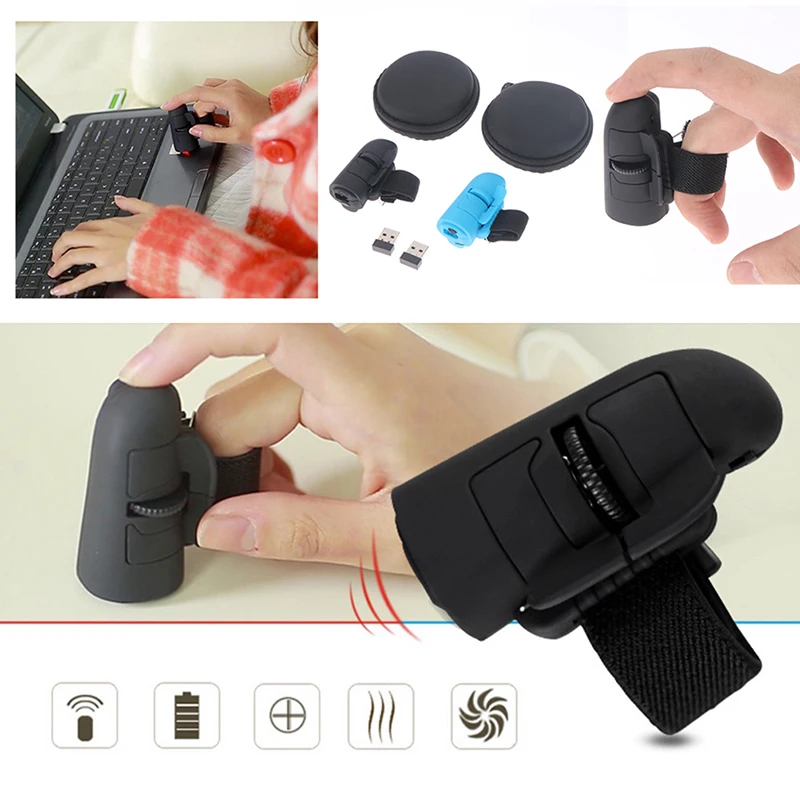 

USB 2.4Ghz Wireless Finger Rings Optical Mini Mouse Finger Lazy Mouse With Storage Bag For Notebook Laptop Tablet Desktop PC
