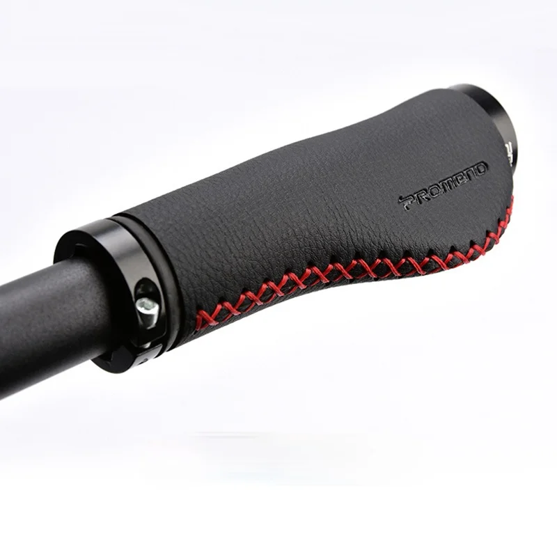 

PROMEND Bicycle Handle Grip Pure Hand Stitched Fiber Leather Case Mountain Bike Handlebar Cover Anti-Skid Aluminum Lock-on MTB