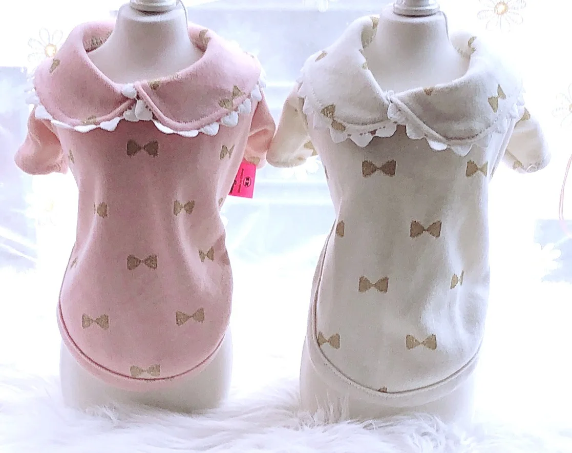 

Рубашка с бантом для собак, модный ошейник розового, бежевого цвета, дизайнерская одежда для домашних животных, дешевая одежда для собак, ак...