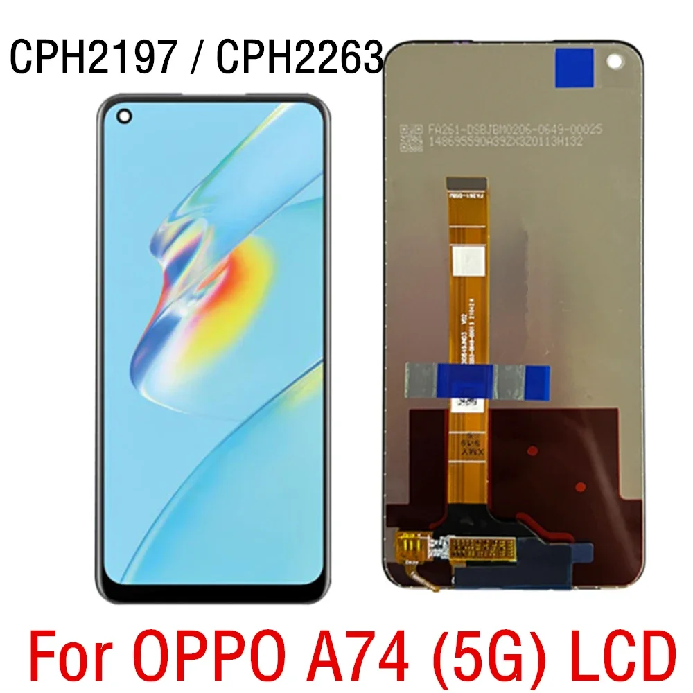 Фото 6,5-дюймовый IPS ЖК-дисплей для OPPO A74 5G CPH2197 CPH2263, ЖК-дисплей, дигитайзер сенсорного экрана в сборе, замена для OPPO A74 5G LCD №1