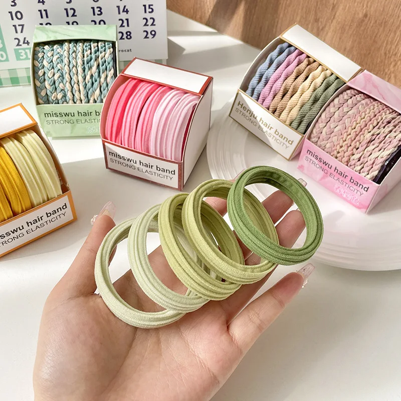 

10pcs/Bag Women High Elastic Seamless Hair Rope Durable Girls No Crease Ponytail Holder Rubber Band Hair Accessories