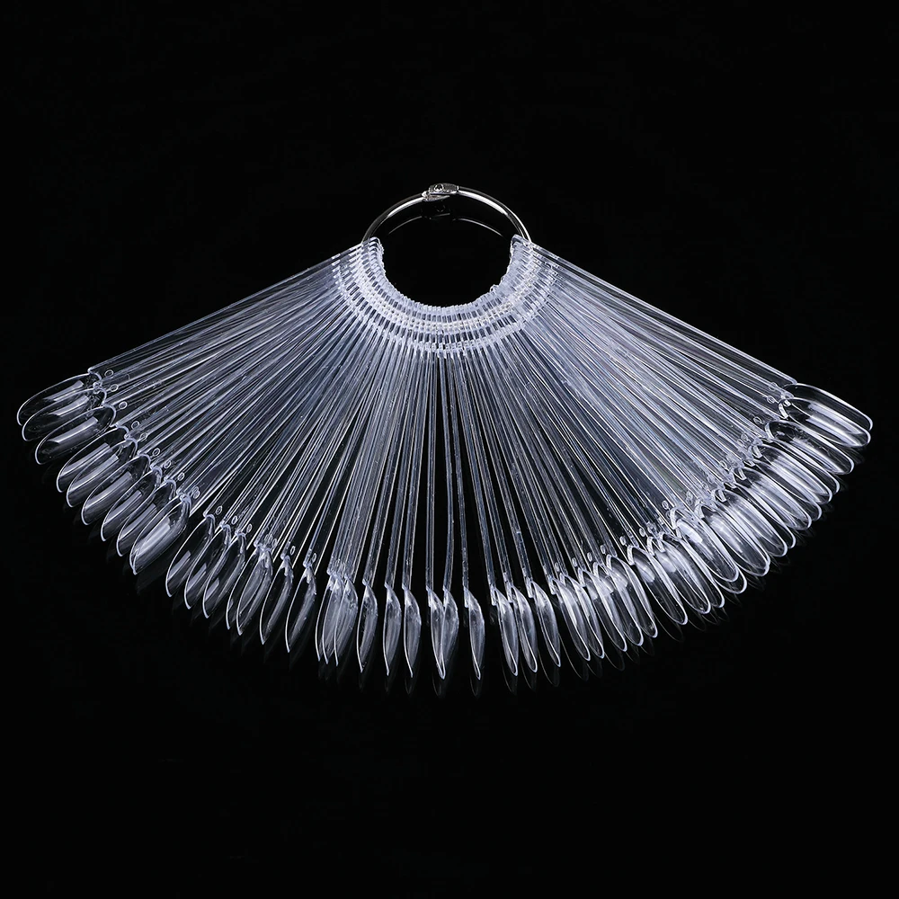 

50 pcs/set False Nail Tips fan Nature Clear Black Finger Full Card Nail Art Display Practice Polish all for Manicure