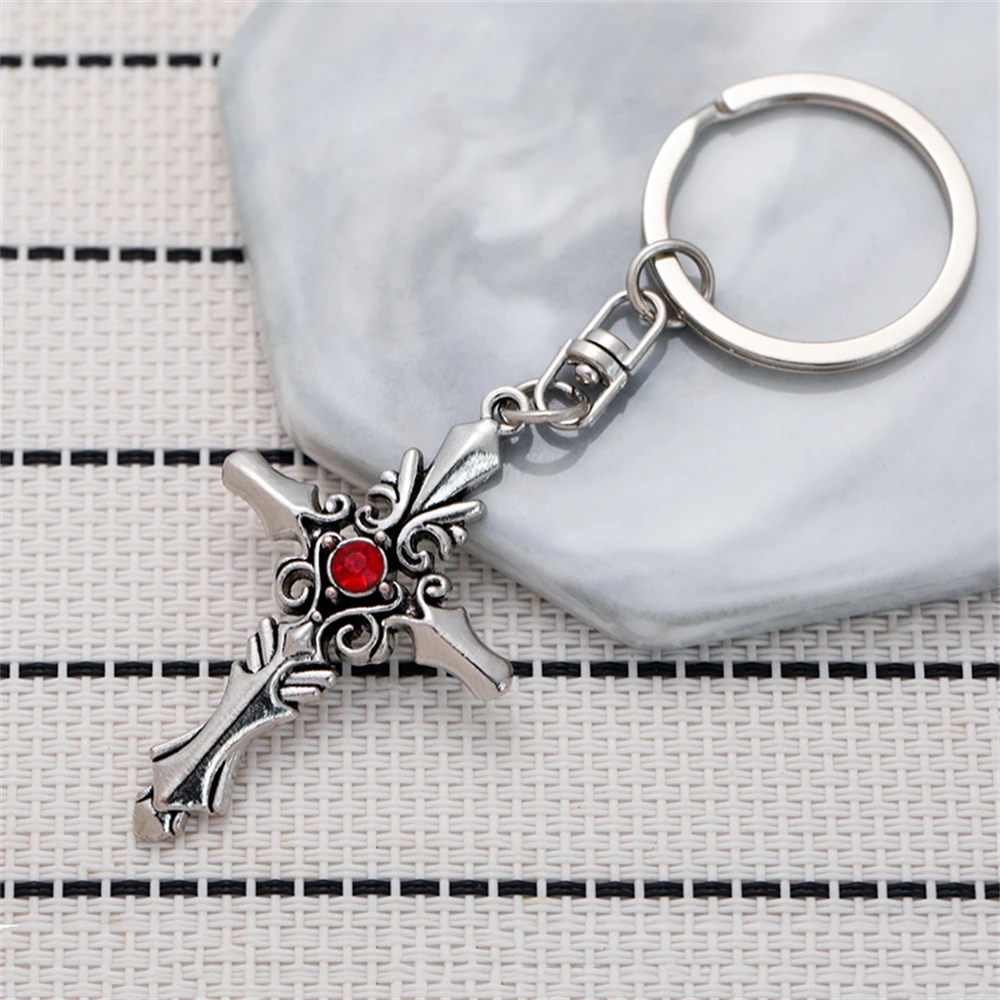 

Модный Ретро 3D брелок с крестом, креативный металлический брелок с рубиновым крестом для женщин и мужчин, аксессуары для сумок, сувенирный подарок с христианством