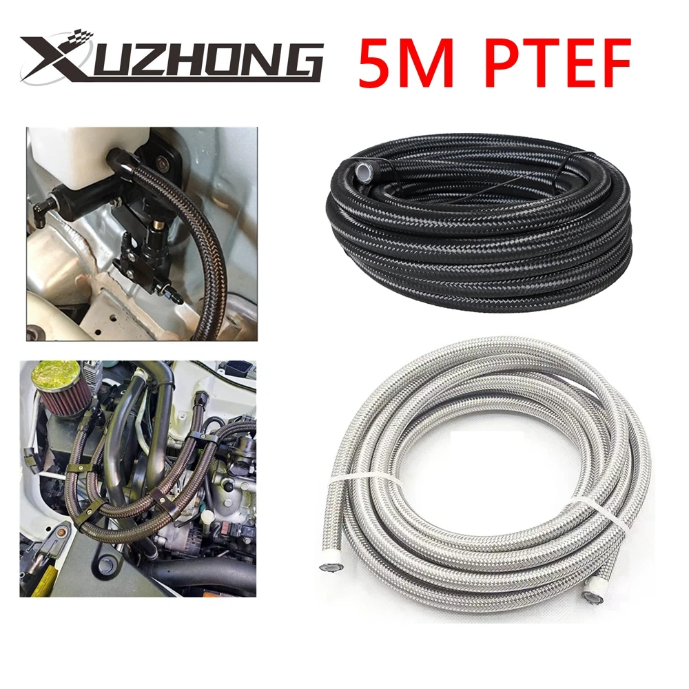 

Гоночный шланг 5 м AN4-AN12 PTFE, плетеный тормозной шланг из нержавеющей стали, топливная масляная линия, масляный радиатор, шланг для автомобиля