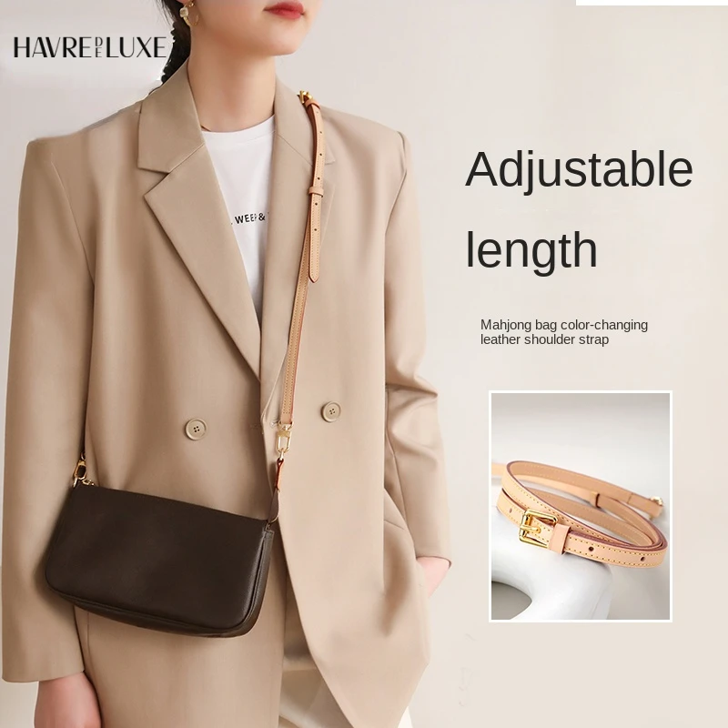 

Mahjong bag shoulder strap vegetable tanned leather color-changing leather replacement bag wide bag strap crossbody accessories