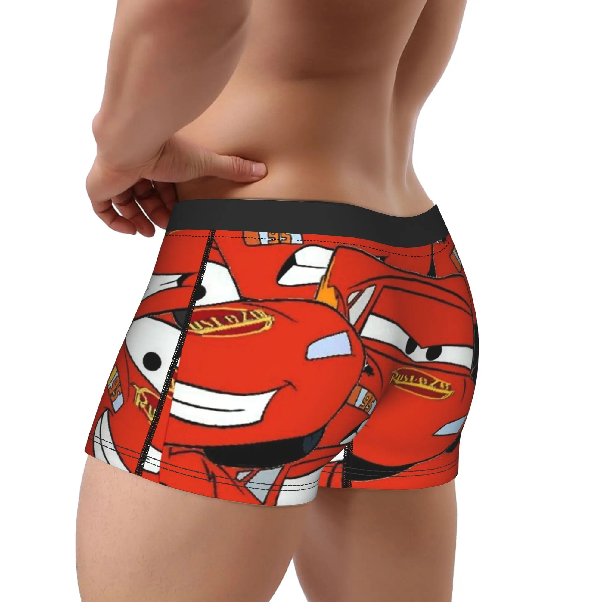 Фото Трусы-боксеры Lightning McQueen Rusteze Collage, качественное мужское удобное нижнее белье, трусы-боксеры с принтом, трусы больших размеров №3