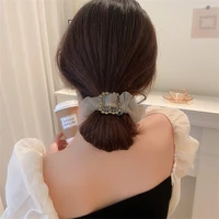 four seasons set diamond square bow organza large hair ring south korea fashion ponytail hair rope versatile hair accessories