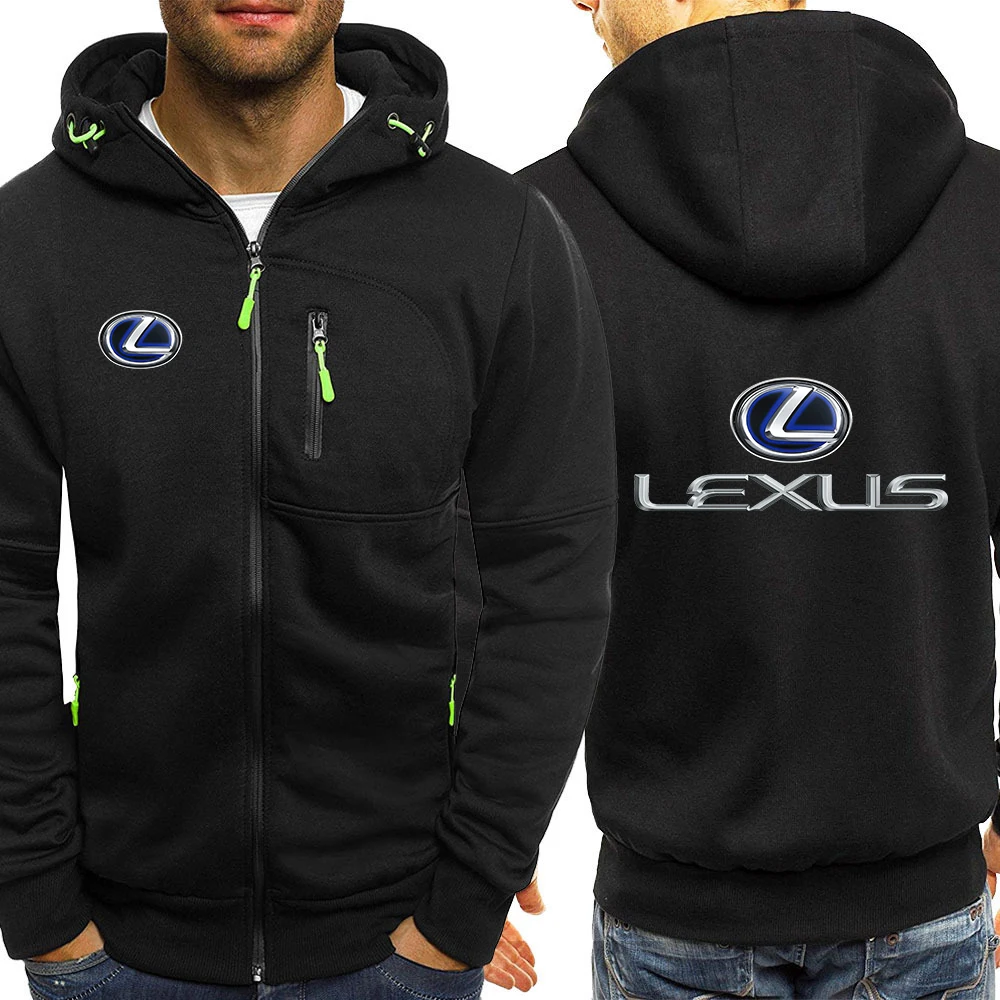 

2022 Spring Autumn Style LEXUS Logo Hoodies Mens Warm Fleece Hip Hop Zipper Hooded Sweatshirts Tops