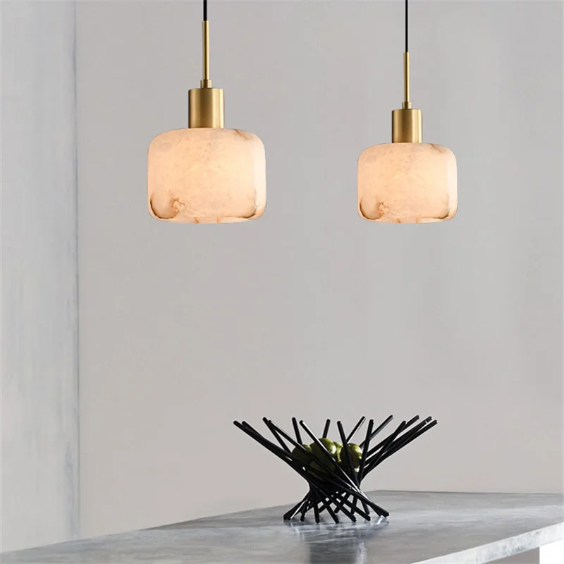 Современная подвеска AOSONG из латуни просто креативная мраморная Подвесная лампа
