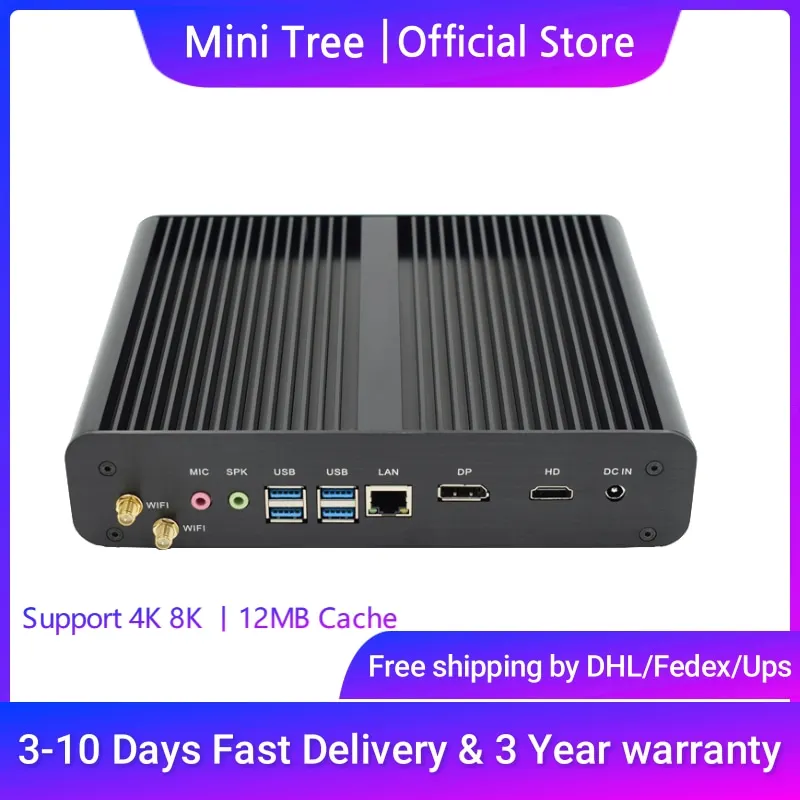 

MiniTree 2023 Newest Fanless Mini PC Core I7-1265U i5 10210U Tiny Desktop Computer 8USB 12MB Cache HD DP 4K 8K HTPC WIFI