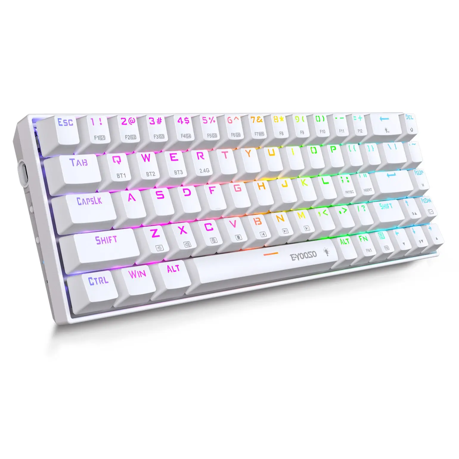 HUO JI E-YOOSO Z-686 RGB Surpport Bluetooth Wireless 2.4G USB 3 mode Mechanical Gaming Keyboard Blue Switch 68 Keys Compute PC