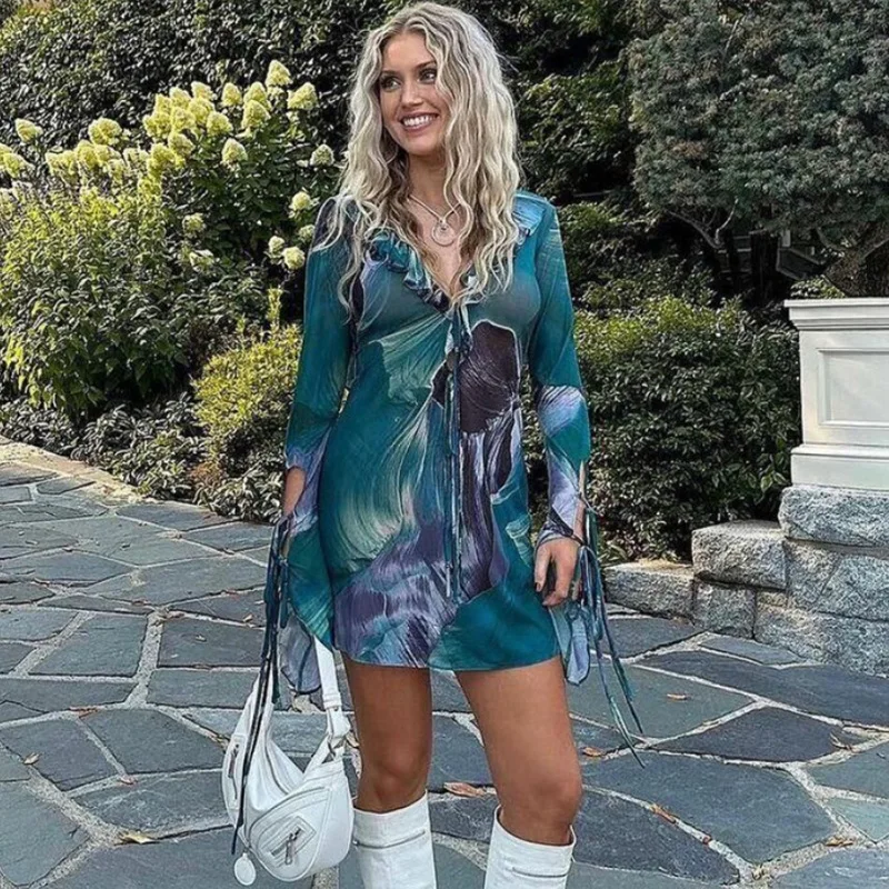 

Women Mini Dress Cover-Ups Swimsuit Long Sleeve Sundress Robe Summer New Fashion Beach Holiday Bikini Cover Up Swimwear