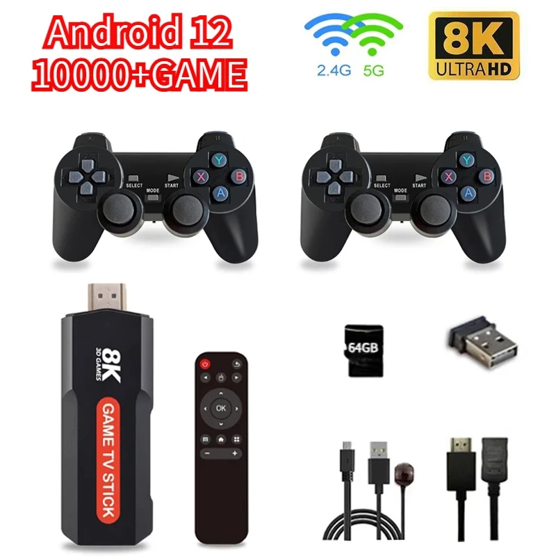 

Игровая приставка X2, Android 12, PK X8, двойной контроллер, ретро игровые консоли HD 8K, двойной Wi-Fi, 4G, умная Игровая приставка, 64 ГБ, 10000 игр