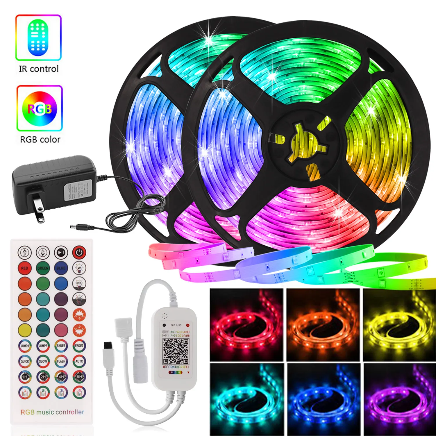 

5-20M Bluetooth LED Strip Lights Multiple Color Neon Light Smart APP Control RGB 5050 Tape Light TV Backgroud Bedroom Decoration