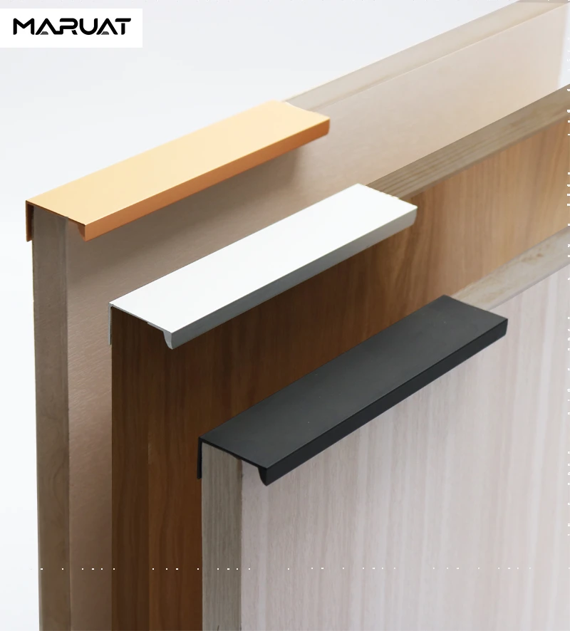 

Black Silver Orange Gold Hidden Cabinet Handles Stainless Steel Kitchen Cupboard Pulls Drawer Knobs Furniture Handle