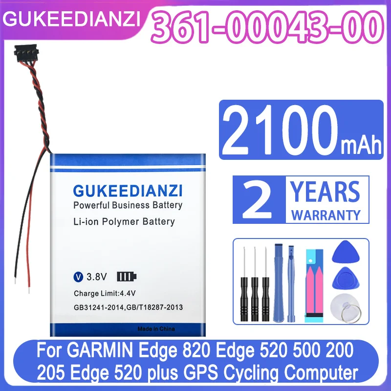 GUKEEDIANZI 2100mAh Battery For GARMIN Edge 820 Edge 520 500 200 205 Edge 520 Plus 520plus GPS Cycling Batteries + Free Tools