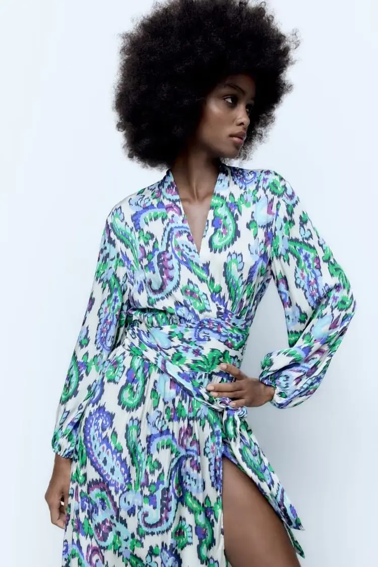 

Wholesale 2022 Fall wrap type print long sleeve dress CC4-59478