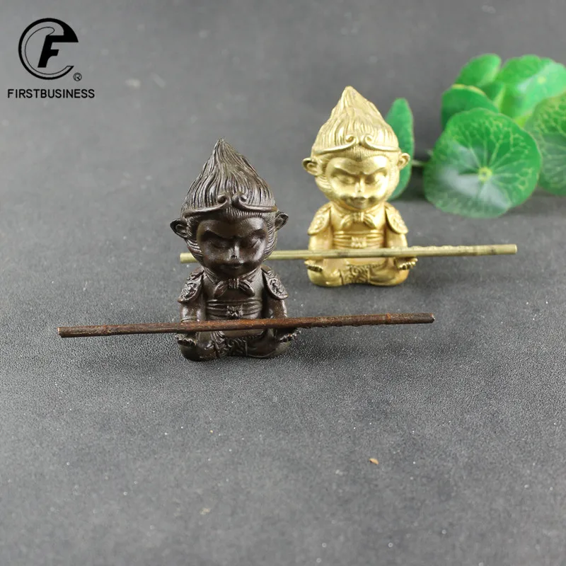 Античная латунь Sun WuKong обезьянка статуэтка ретро офисное настольное украшение