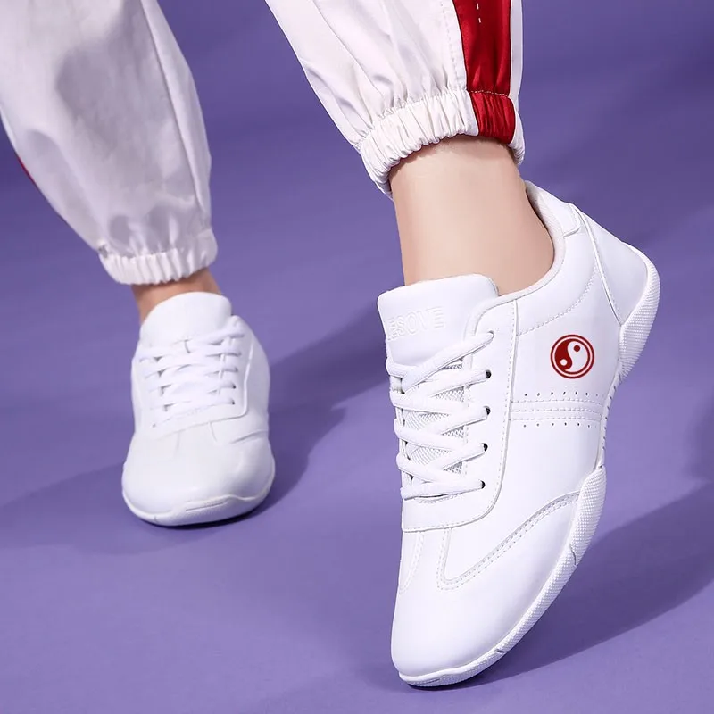 Women Men Kids Tai Chi Wushu Martial Arts Shoes Cow Leather Chinese Style Jogger Casual Workout Fitness Taewondo Karate Sneakers