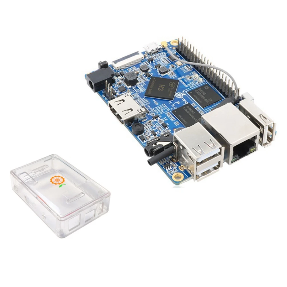 

For Orange Pi PC Plus H3 Board 1GB DDR3+Transparent Case Cortex-A7 Quad Core Support Android4.4/Ubuntu/Debian Systems