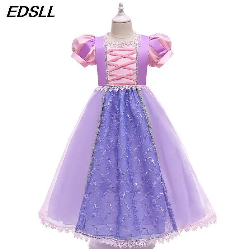

Children's Cosplay Princess Costume Set Party Gown Dresses Girls Lace Splicing Fluffy Long Dress Princess Dress Performance Set