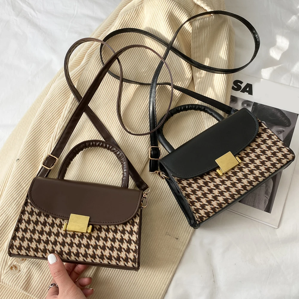 

Fashion Exquisite Shopping Bags Houndstooth Pattern Youth Ladies Simple Versatile Bag Ladies Retro Top-handle Handbags