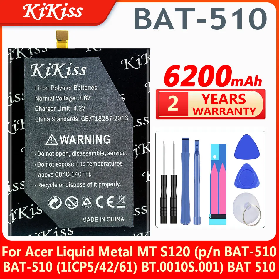 

6200mAh High Quality BAT-510 Battery For Acer Liquid Metal MT S120 BAT-510 (1/CP6/65/85) SP516485SF-C Mobile Phone
