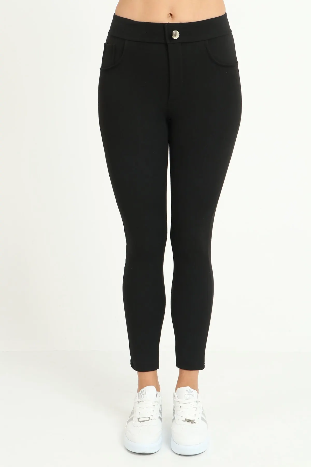 

Women's Leggings Yoga Pants Black High Waist Button And Pocket Detailed Gathering Pants Leggings 2022 Top Summer Leggings