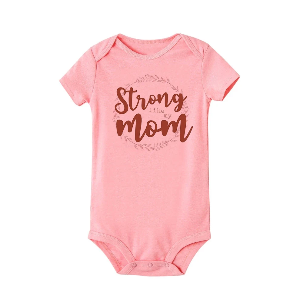 Комбинезон для новорожденных с коротким рукавом и надписью Strong Like My Mom - купить по