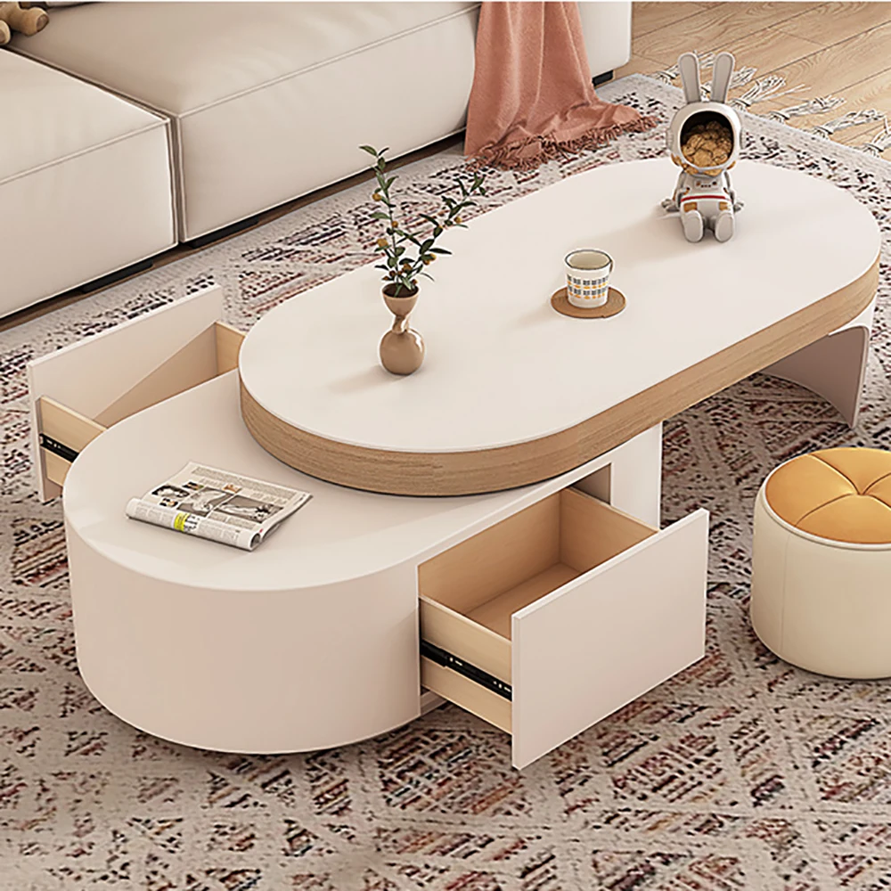 Журнальный столик скандинавским украшением и ящиком организация хранения