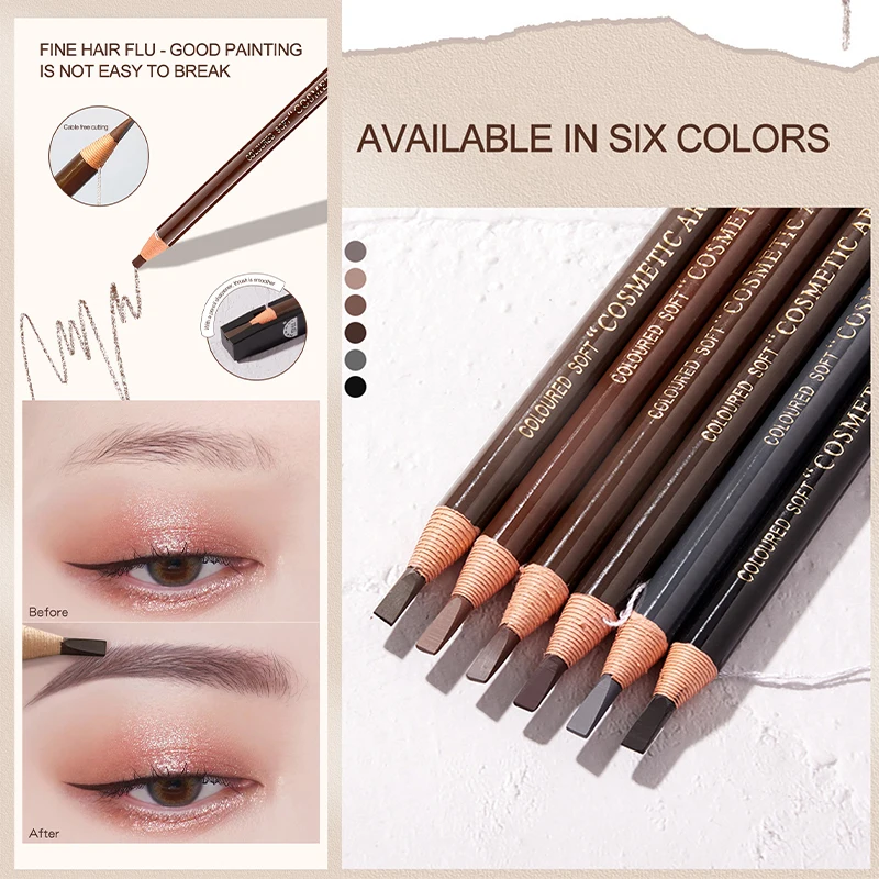 Waterproof And Non-smudge Genuine Wood Hard Core Wholesale Wood Eyebrow Pencil Eyebrow Pen Golden